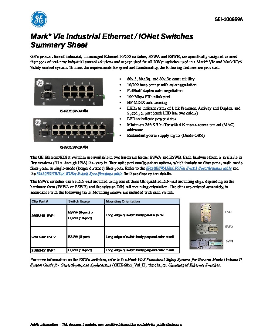 First Page Image of IS420ESWAH3A IONet Switches Data Sheet.pdf